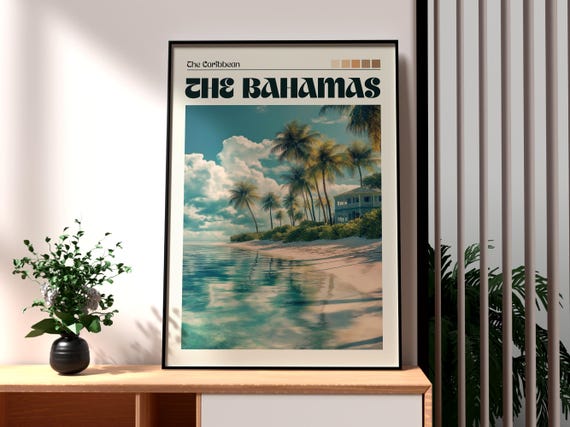The Bahamas Poster Wall Art Caribbean Beach Print