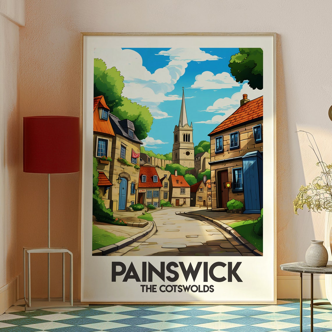 Painswick Cotswolds Stone Village Church Spire England Travel Poster - Image 2