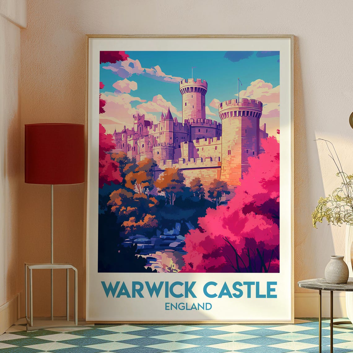 Warwick Castle England Medieval Towers Turrets Travel Art Poster - Image 2