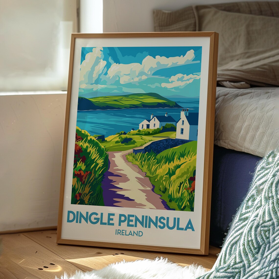 Dingle Peninsula Ireland Retro Travel Poster Coastal Path Cottages - Image 3