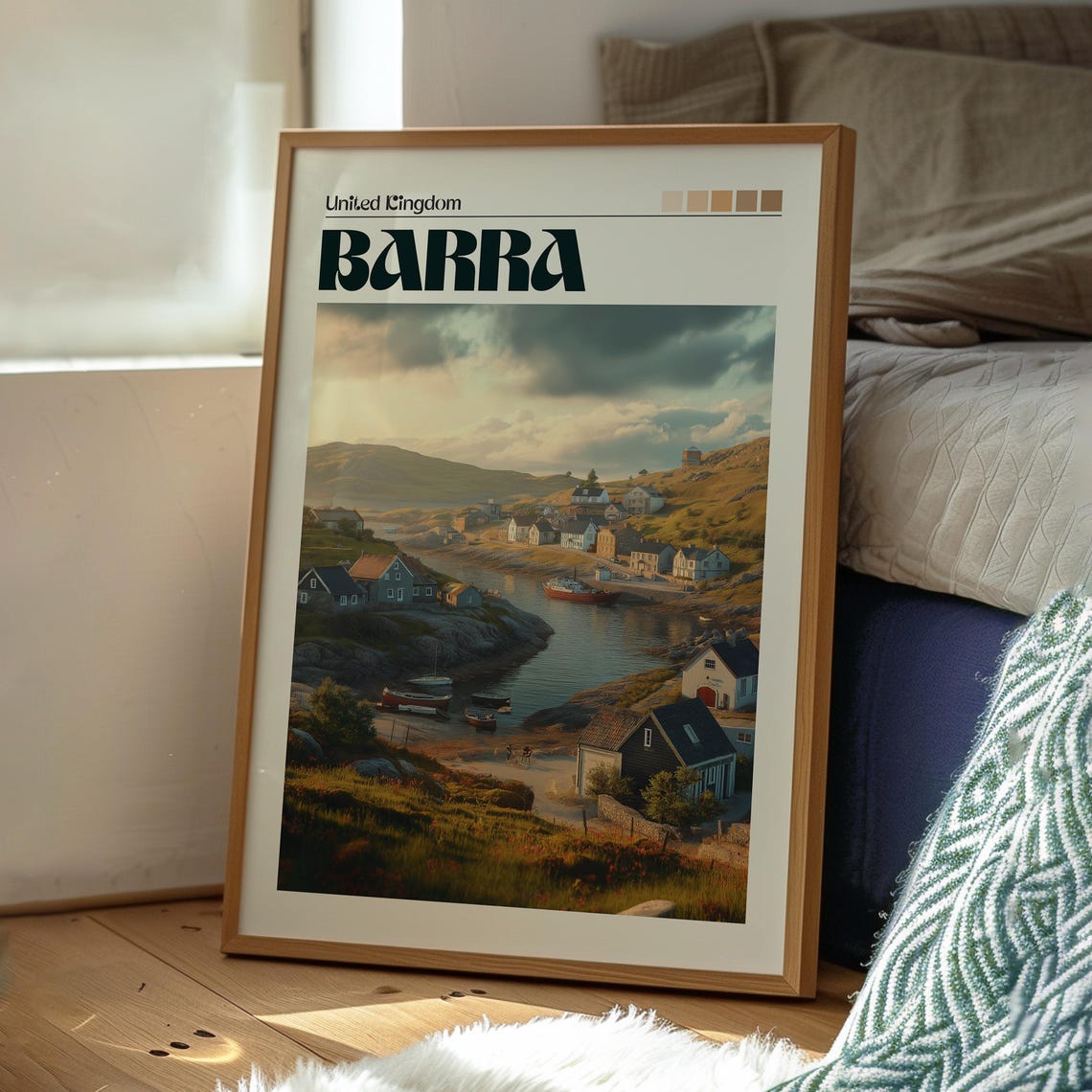 Barra Scotland Hebrides Harbor Village Sunset Scene Travel Poster - Image 3