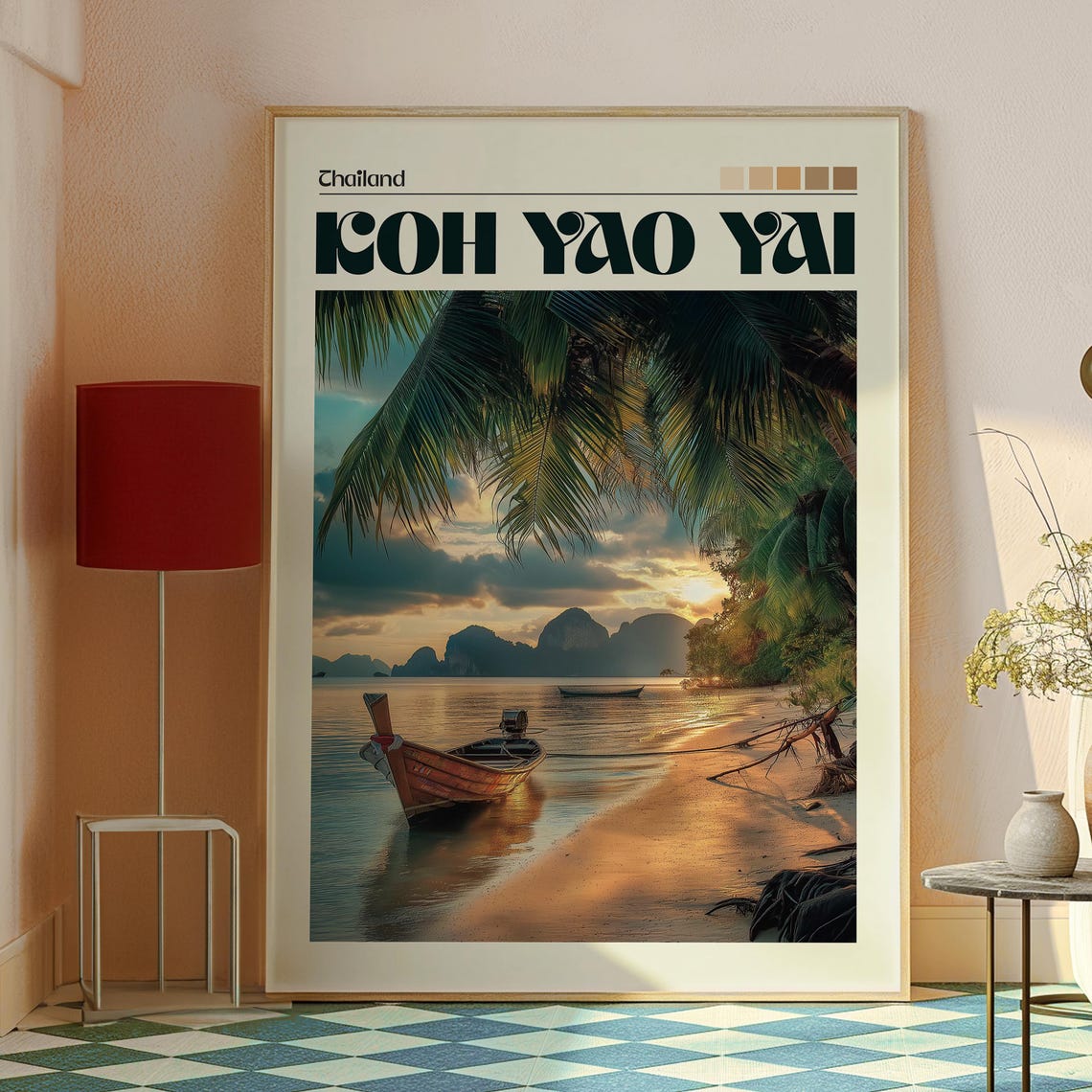 Koh Yao Yai Thailand Longtail Boat Sunset Beach Travel Poster - Image 2