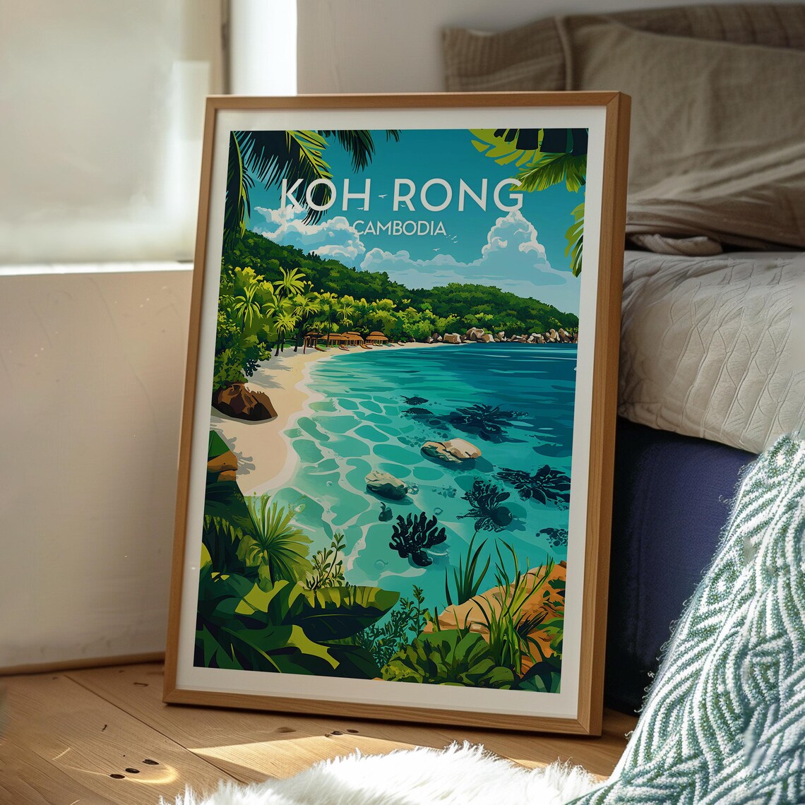 Koh Rong Cambodia Island Beach Turquoise Water Travel Poster - Image 3