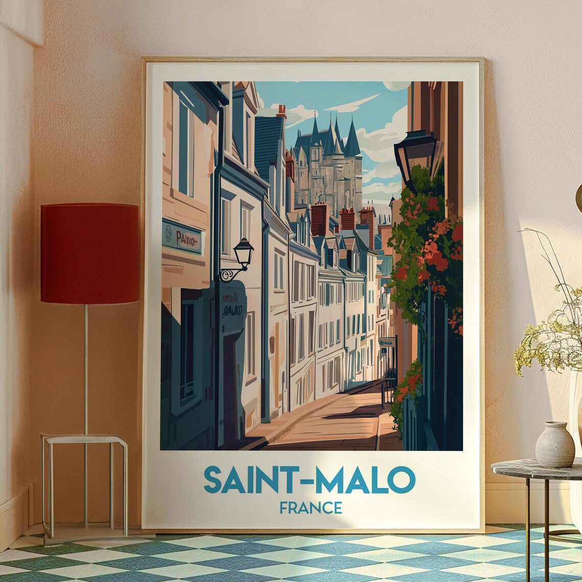 Saint Malo France Historic Street Old Houses Brittany Art Poster - Image 2