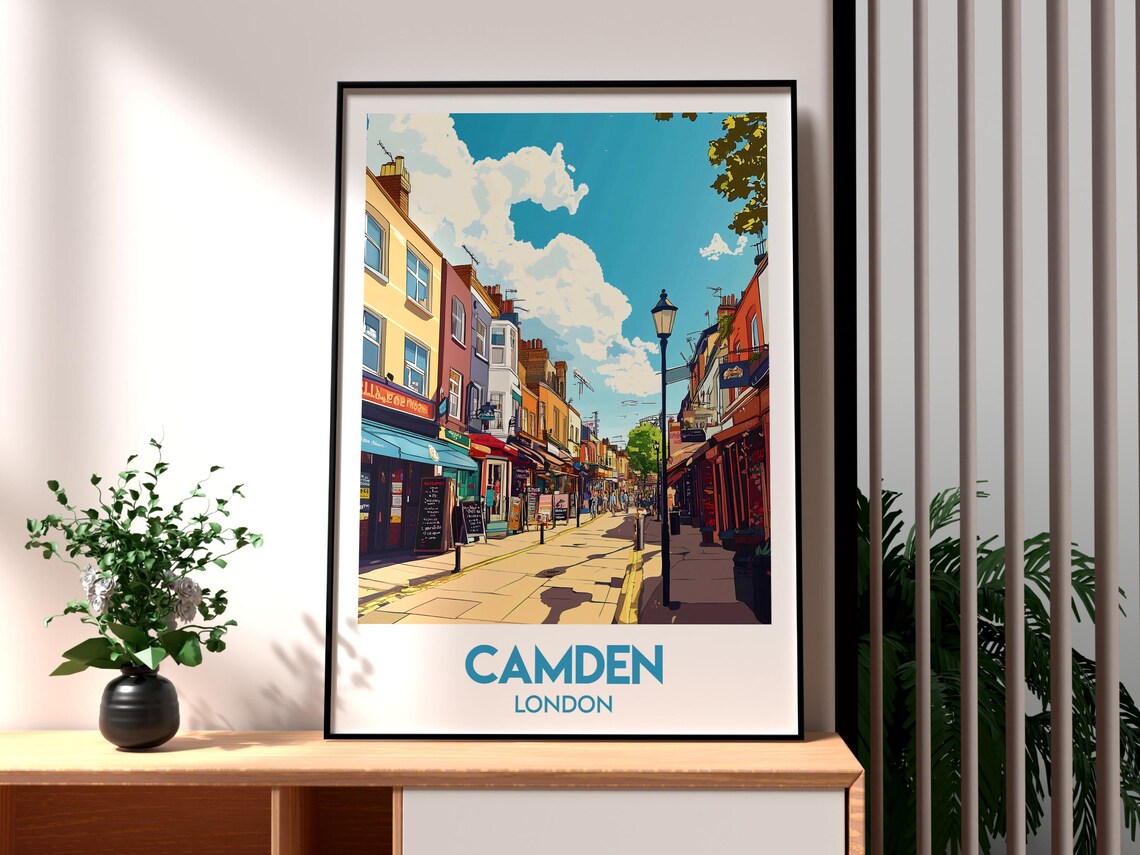 Camden London High Street Market Colorful Shops Travel Poster