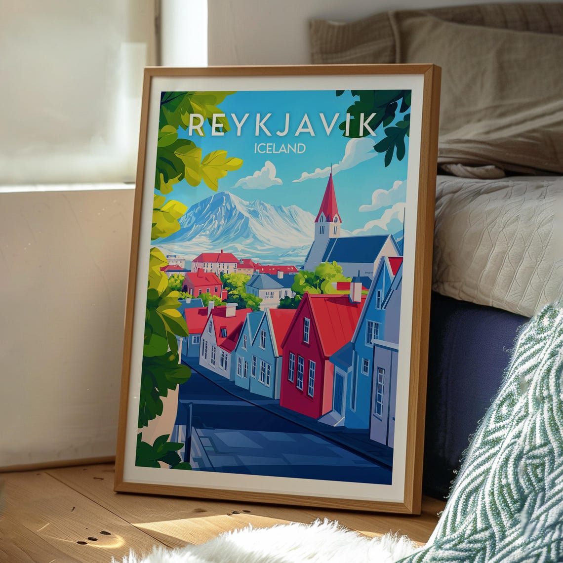 Reykjavik Iceland Cathedral Travel Poster Print - Image 3