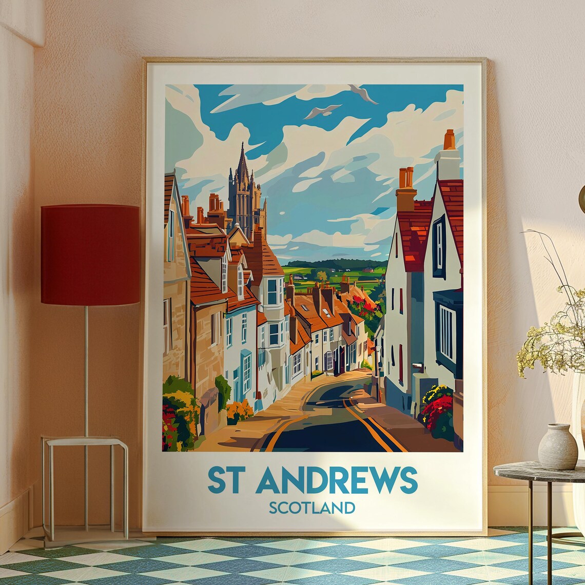 St Andrews Scotland Historic Town Street Cathedral Travel Poster - Image 2