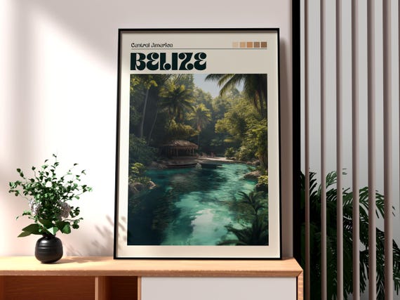 Belize Print Wall Art Coast Beach Travel Barrier Reef Central America