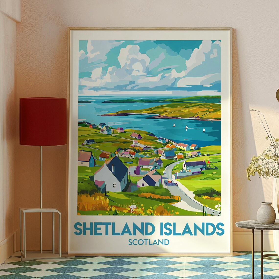 Shetland Islands Scotland Coastal Village Sea View Travel Poster - Image 2