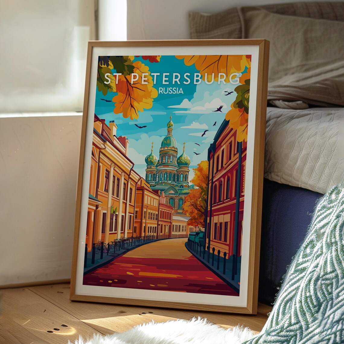 St Petersburg Russia Church of Spilled Blood Autumn Travel Poster - Image 3