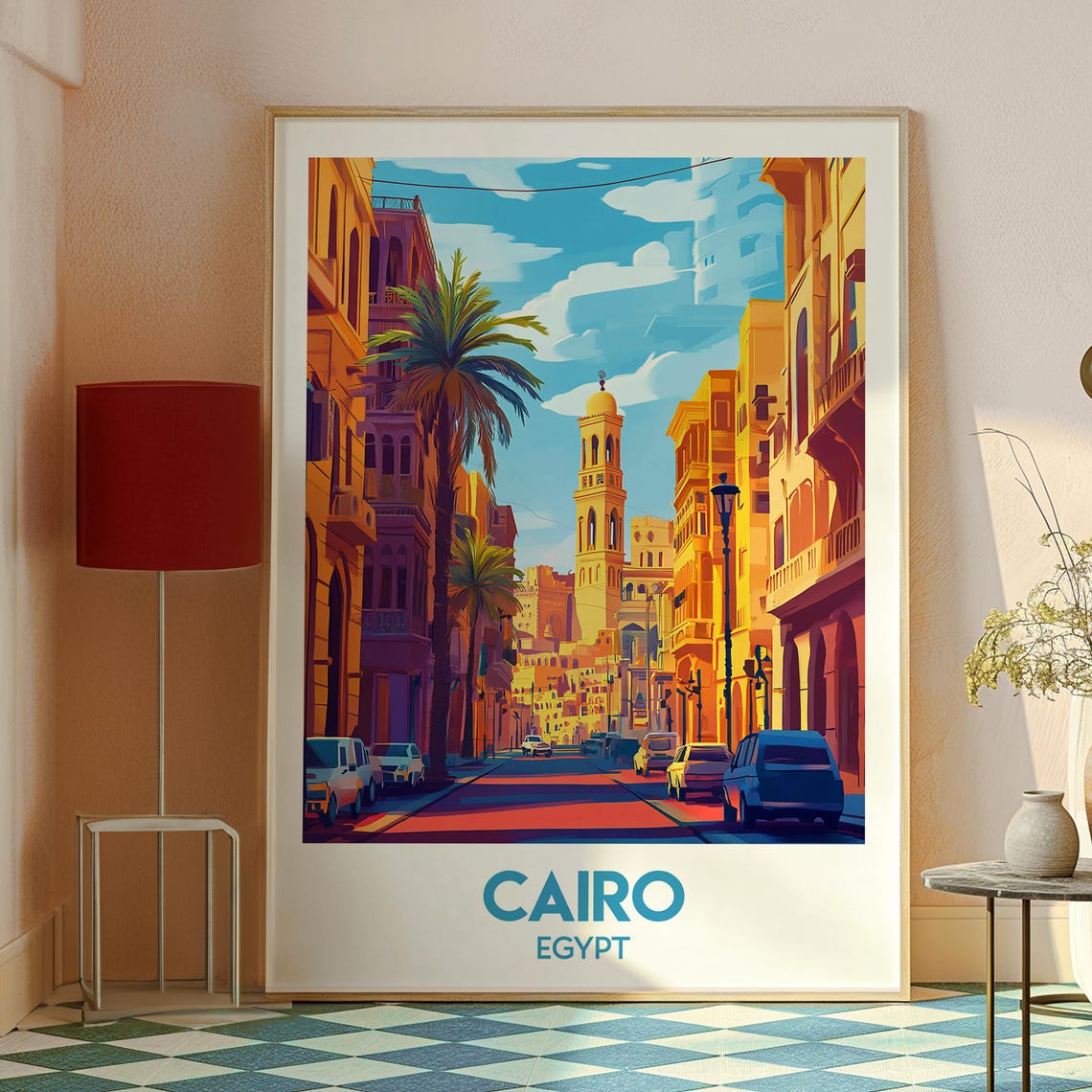 Cairo Poster Egypt Travel The Pyramids Art Print City Wall - Image 2