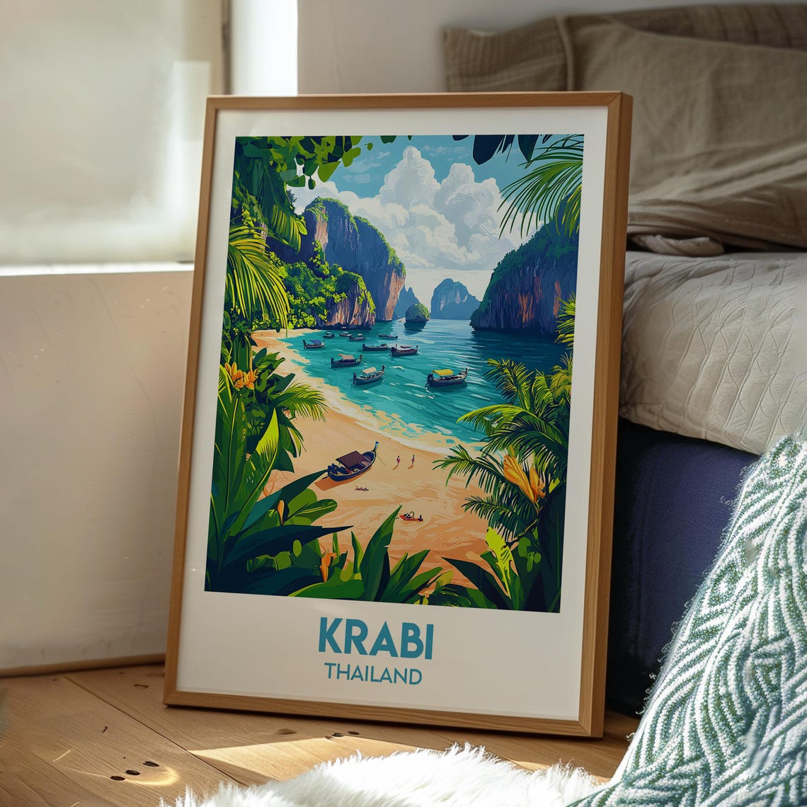 Krabi Thailand Tropical Island Beach Limestone Cliffs Poster - Image 3