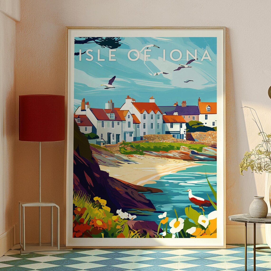 Isle of Iona Scotland Coastal Village Seagulls Sparkling Cove Poster - Image 2