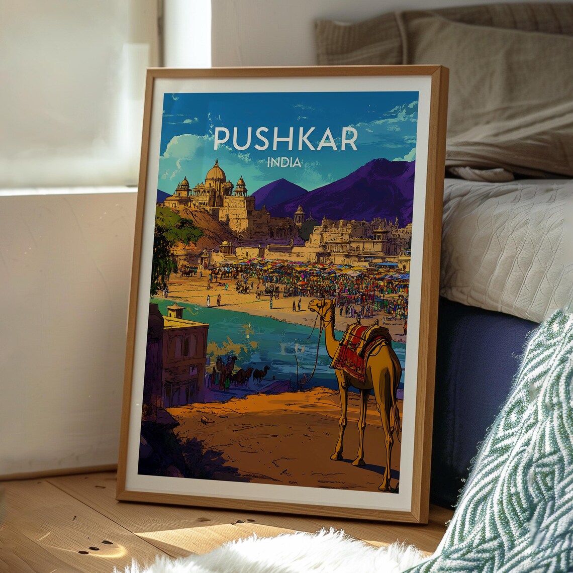 Pushkar India Camel Fair Sacred Lake Desert Town Travel Poster - Image 3