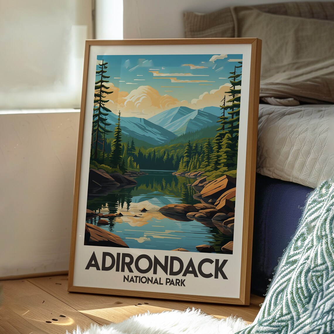 Adirondack National Park New York Pine Lake Mountain Travel Poster - Image 3
