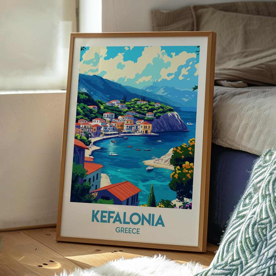 Kefalonia Greece Travel Poster, Coastal Wall Art - Image 2
