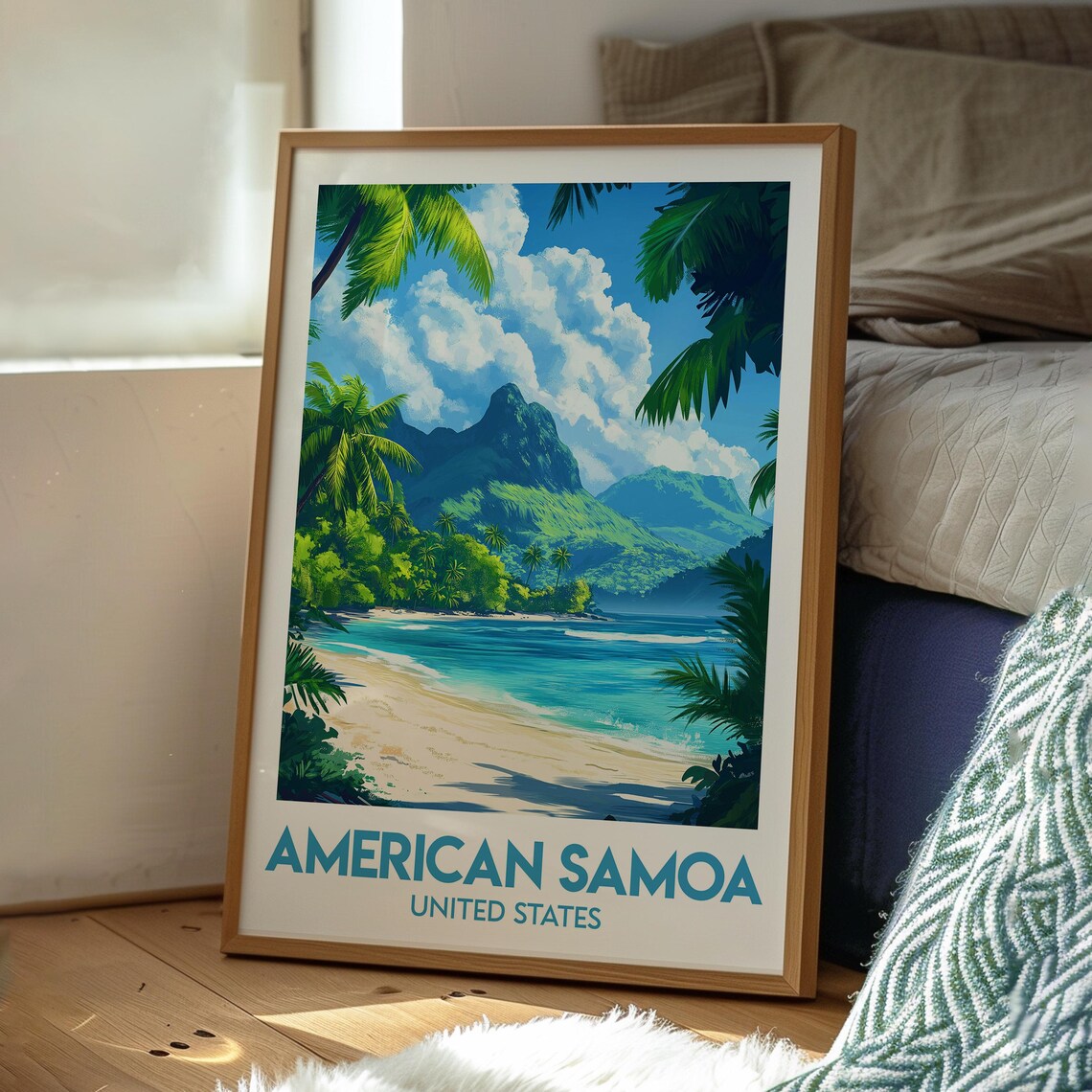 American Samoa United States Tropical Beach Island Travel Poster - Image 3