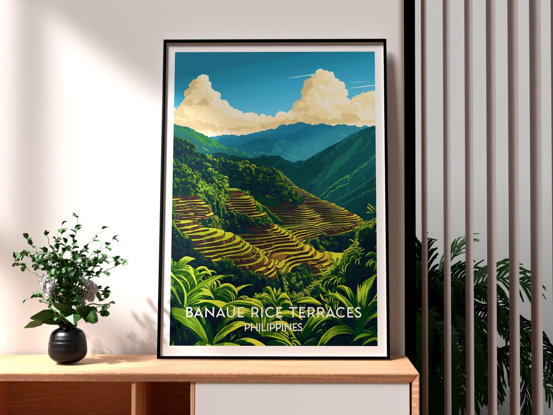 Banaue Rice Terraces Philippines Emerald Fields Mountain Poster