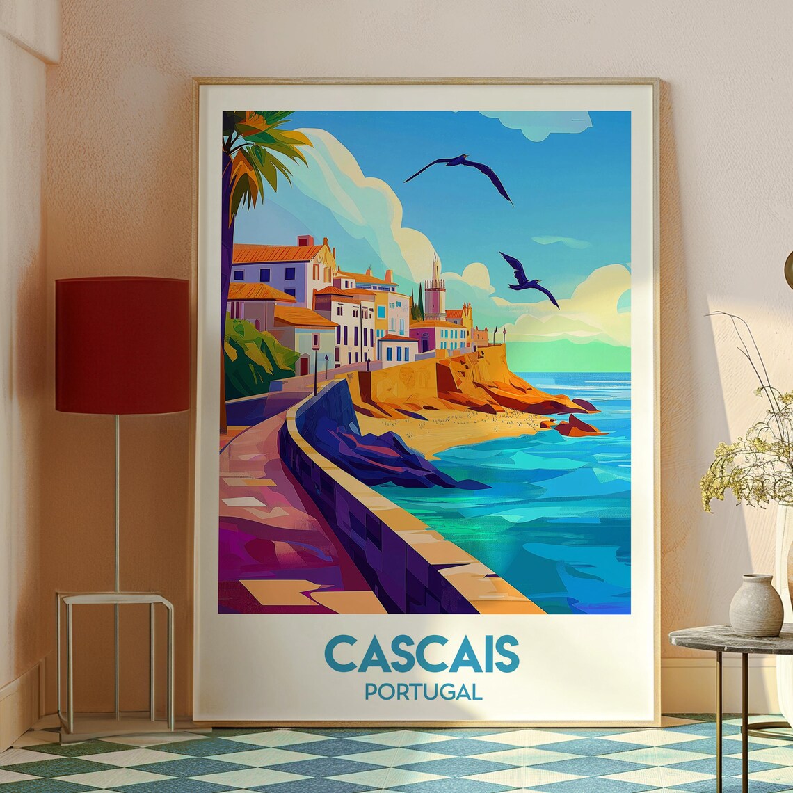 Cascais Portugal Coastal Cliff Path Seaside Town Travel Poster - Image 2