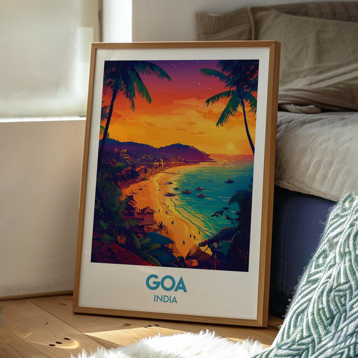 Goa India Palm Beach Sunset Vibrant Coastal Scene Travel Poster - Image 3
