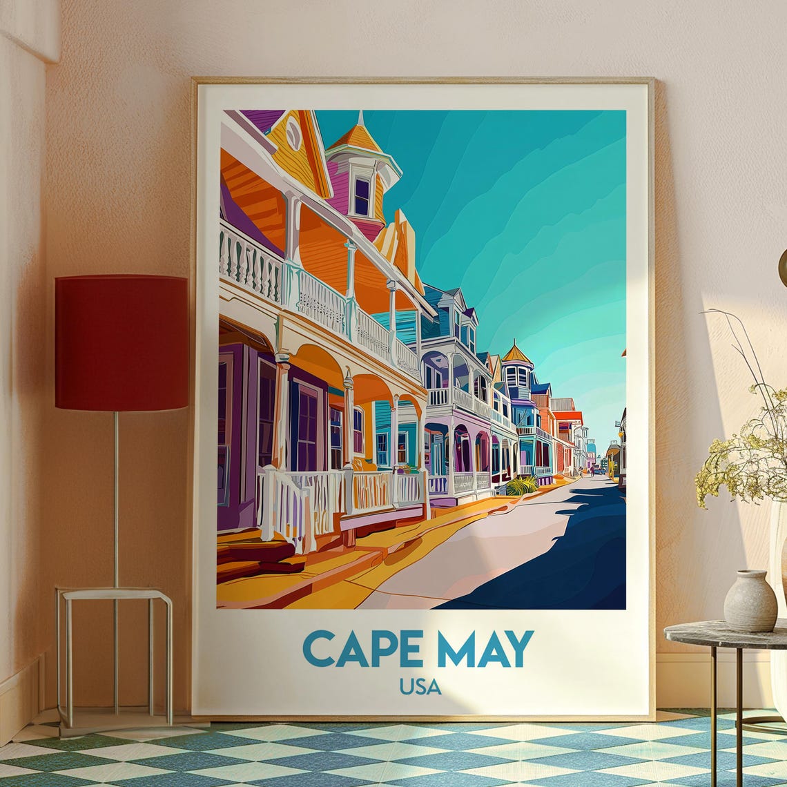 Cape May USA Colorful Victorian Porches Seaside Town Travel Poster - Image 2