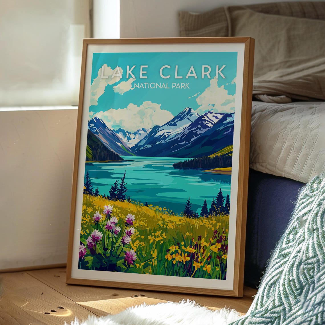 Lake Clark National Park Alaska Mountain Lake Travel Art Poster - Image 3