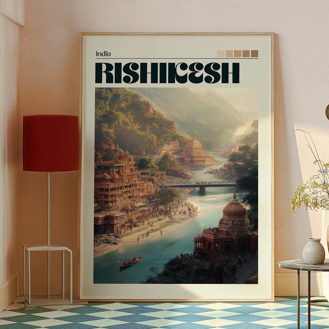 Rishikesh India Ganges River Temples Riverside Yoga Travel Poster - Image 2