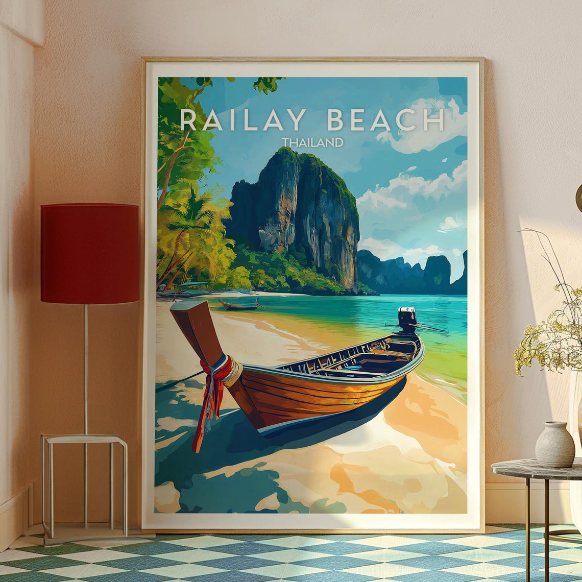 Railay Beach Travel Print Thailand Wall Art Ao Nang Krabi Poster Backpacking - Image 2