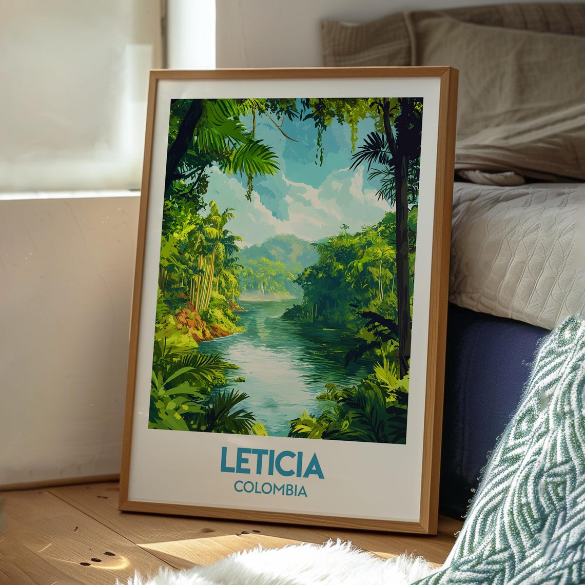 Leticia Colombia Amazon Rainforest River Vintage Travel Poster - Image 3