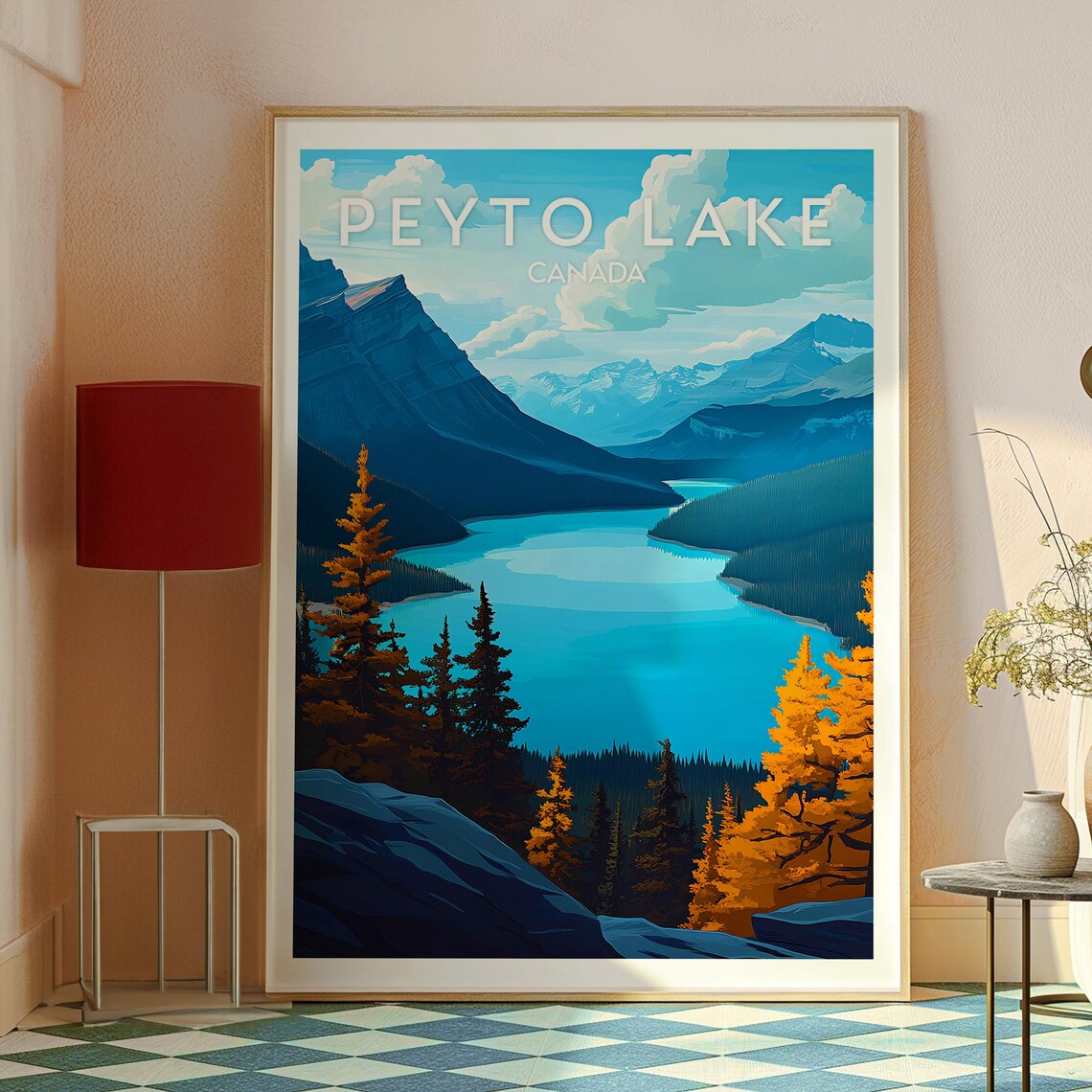 Peyto Lake Canada Turquoise Lake Rockies Pines Mountain Travel Poster - Image 2