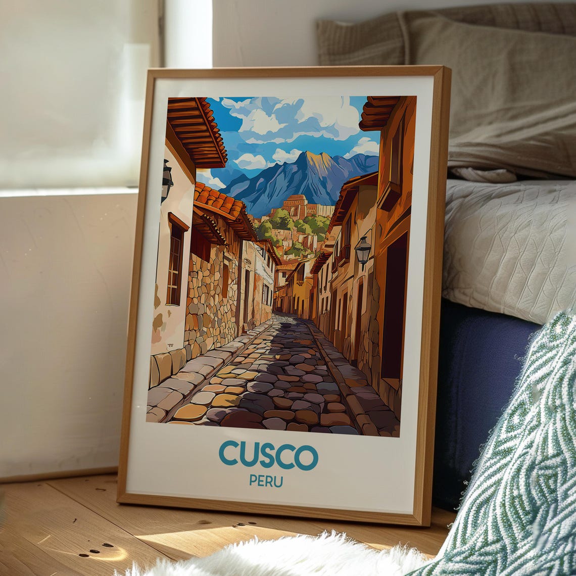 Cusco Peru Inca Stone Street Mountain Old Town Travel Poster - Image 3