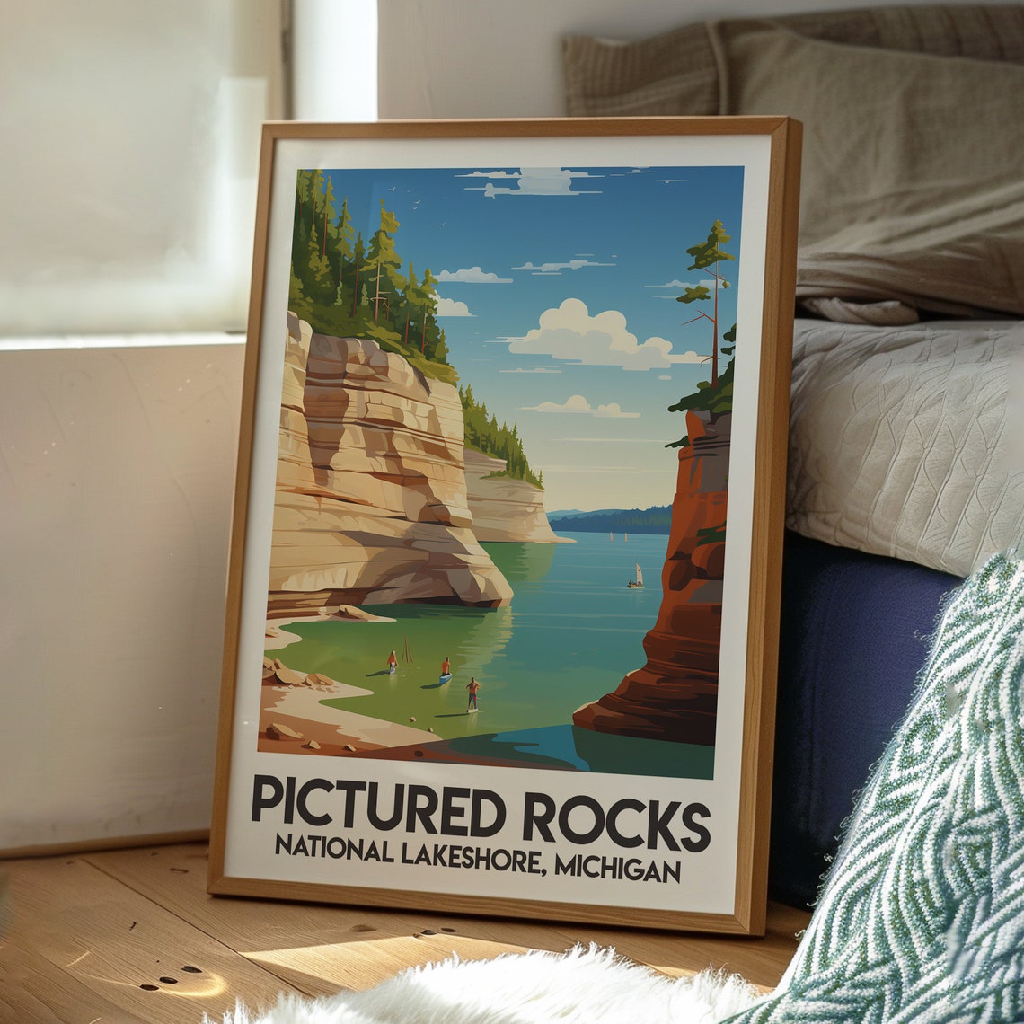 Pictured Rocks National Lakeshore Cliffs Michigan Travel Poster - Image 3