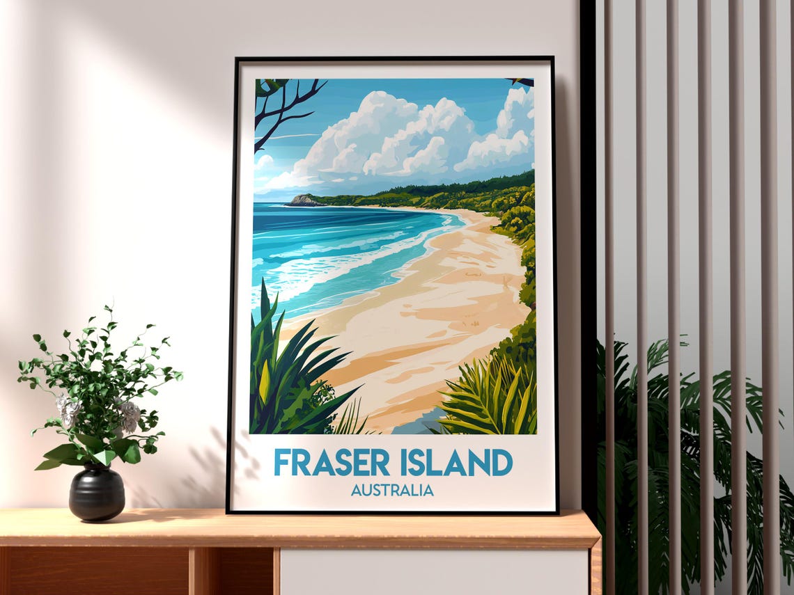 Fraser Island Australia Sandy Beach Turquoise Surf Coast Poster