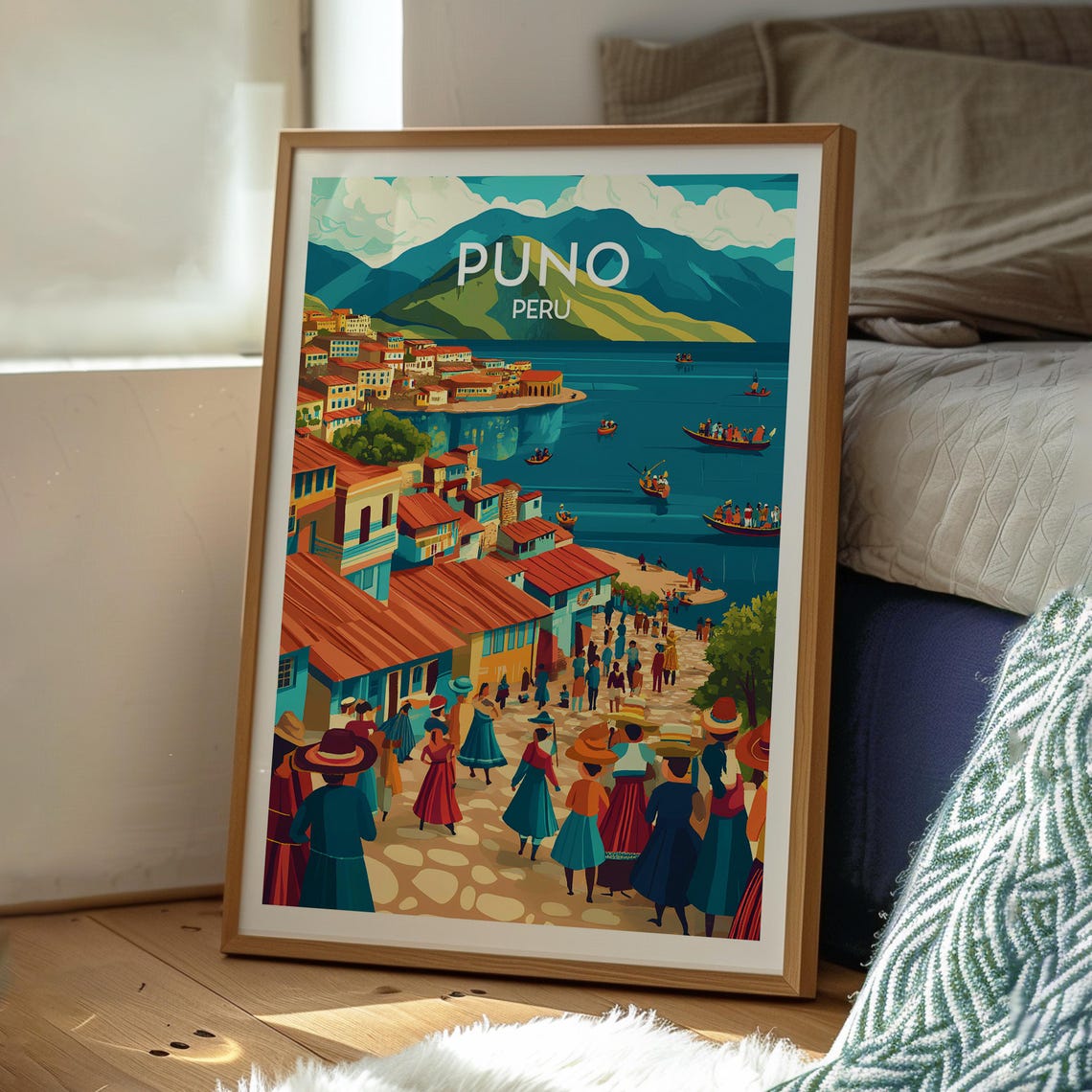 Puno Poster Art Peru Travel Print Wall Lake Titicaca Backpacking South America - Image 3