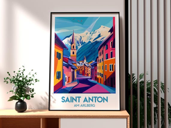 Saint Anton Am Arlberg Print Austria Wall Art Poster Skiing Travel Austrian Alps