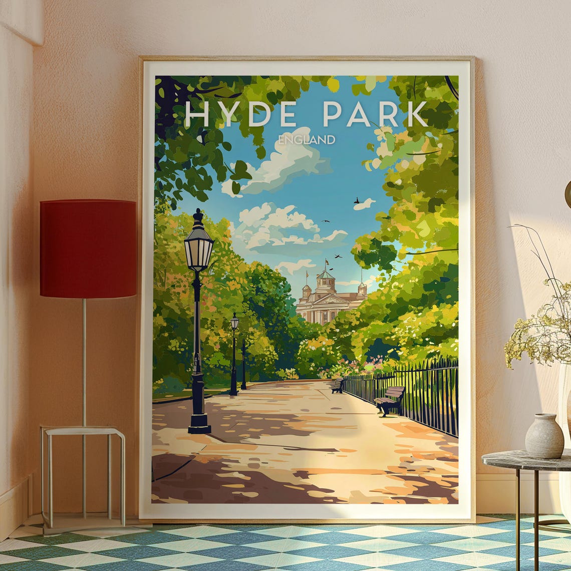 Hyde Park England London Vintage Style Travel Illustration Poster - Image 2