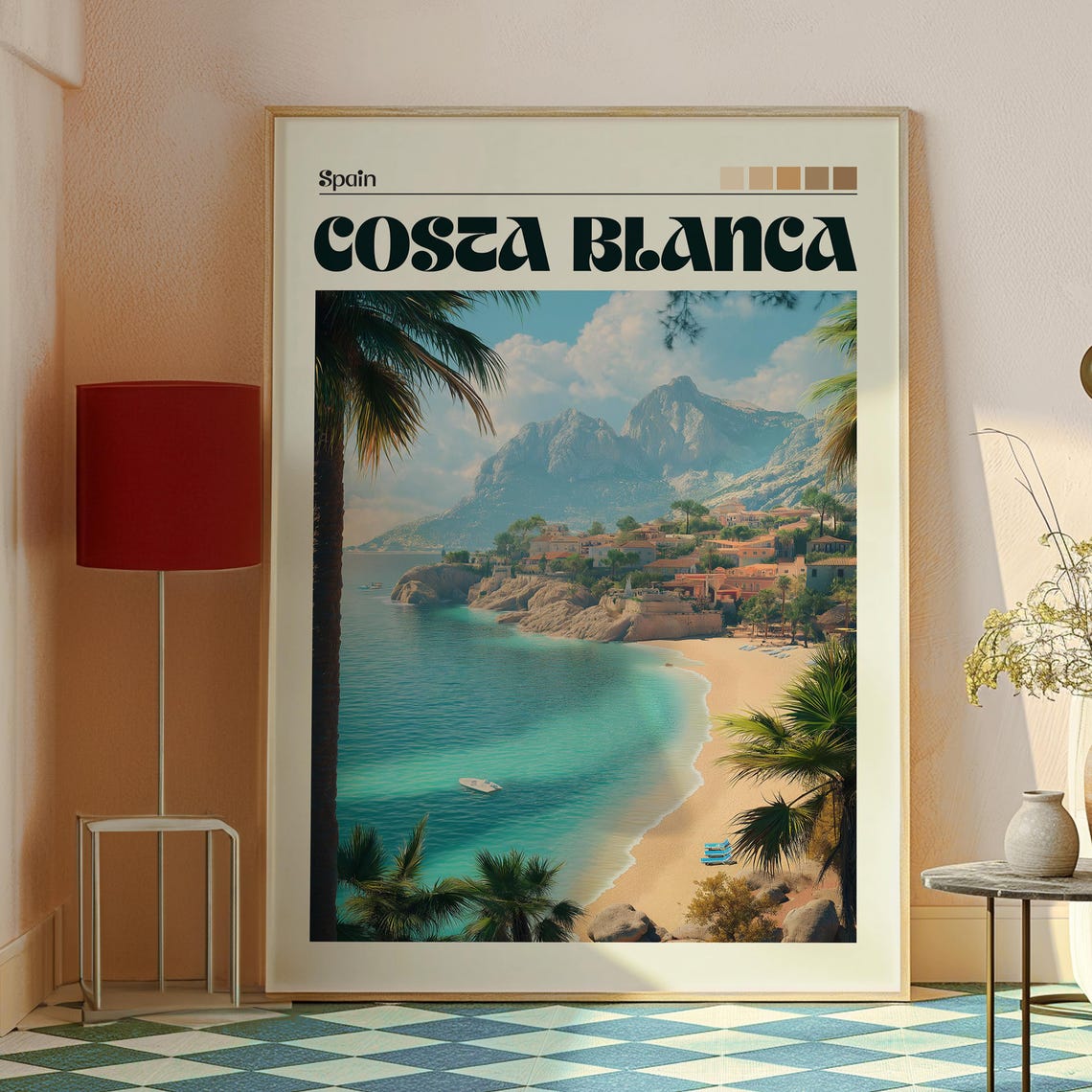 Costa Blanca Spain Mediterranean Beach Palms Cove Travel Poster - Image 2