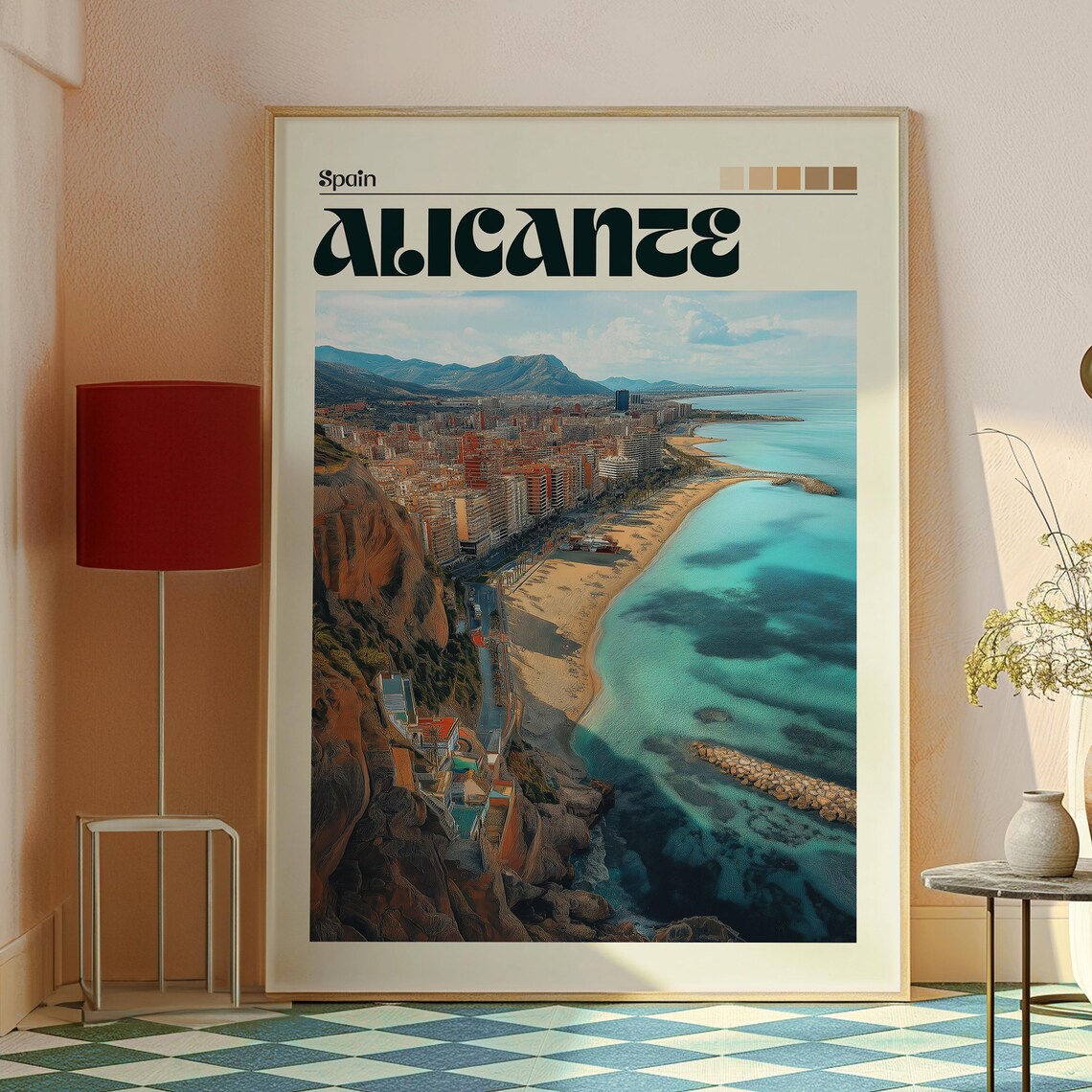 Alicante Spain Coastal City Beach Retro Vintage Travel Poster - Image 2