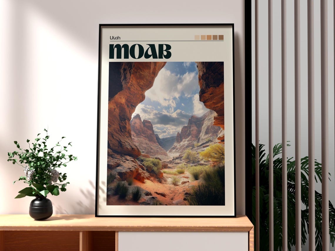 Moab Utah Scenic Red Rock Canyon Arch Desert Landscape Poster