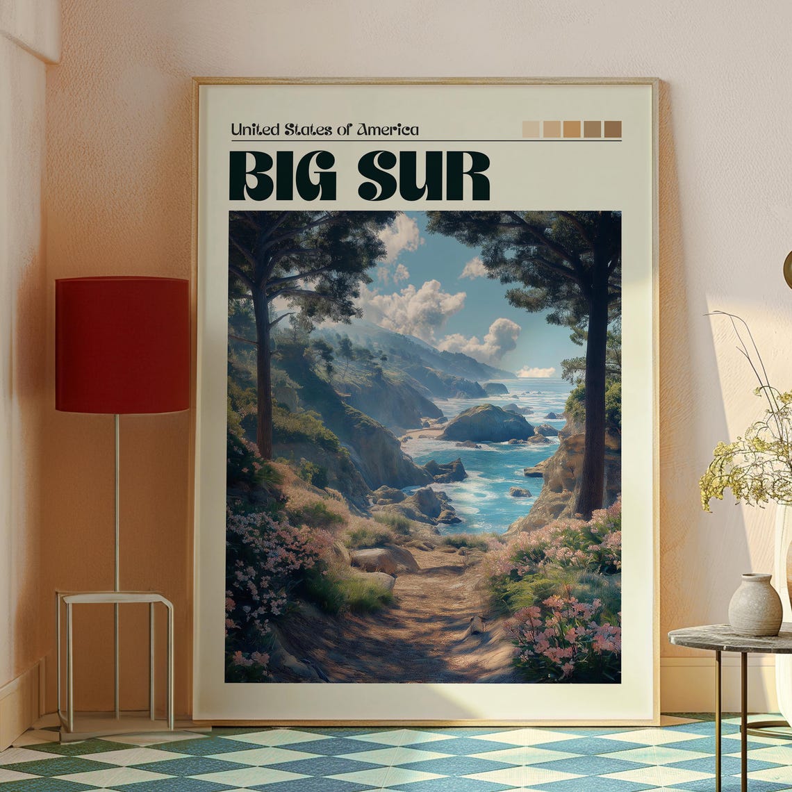 Big Sur California Coastal Cliffs Ocean Trail View Travel Poster - Image 2