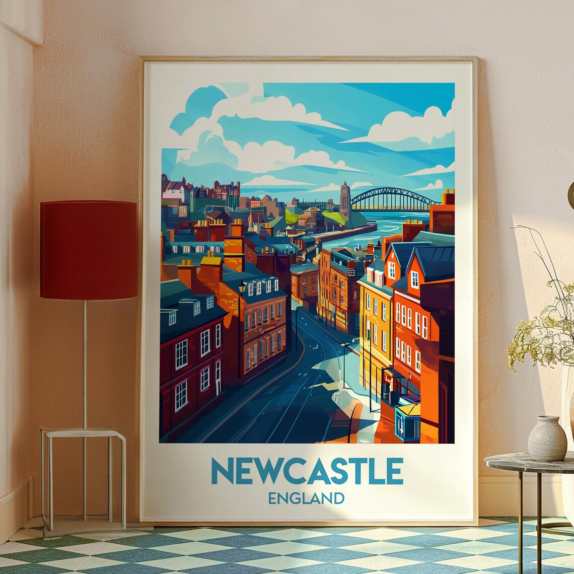 Newcastle England Historic City Streets Urban Skyline Travel Poster - Image 2