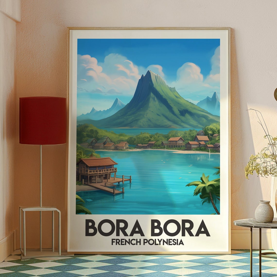 Bora Bora French Polynesia Lagoon And Peak Vintage Travel Poster - Image 2