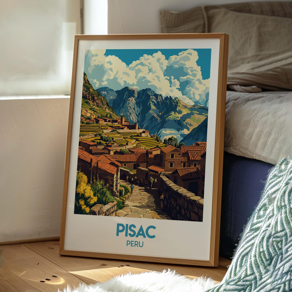 Pisac Peru Andes Village Mountain Terraces Inca Travel Poster - Image 3