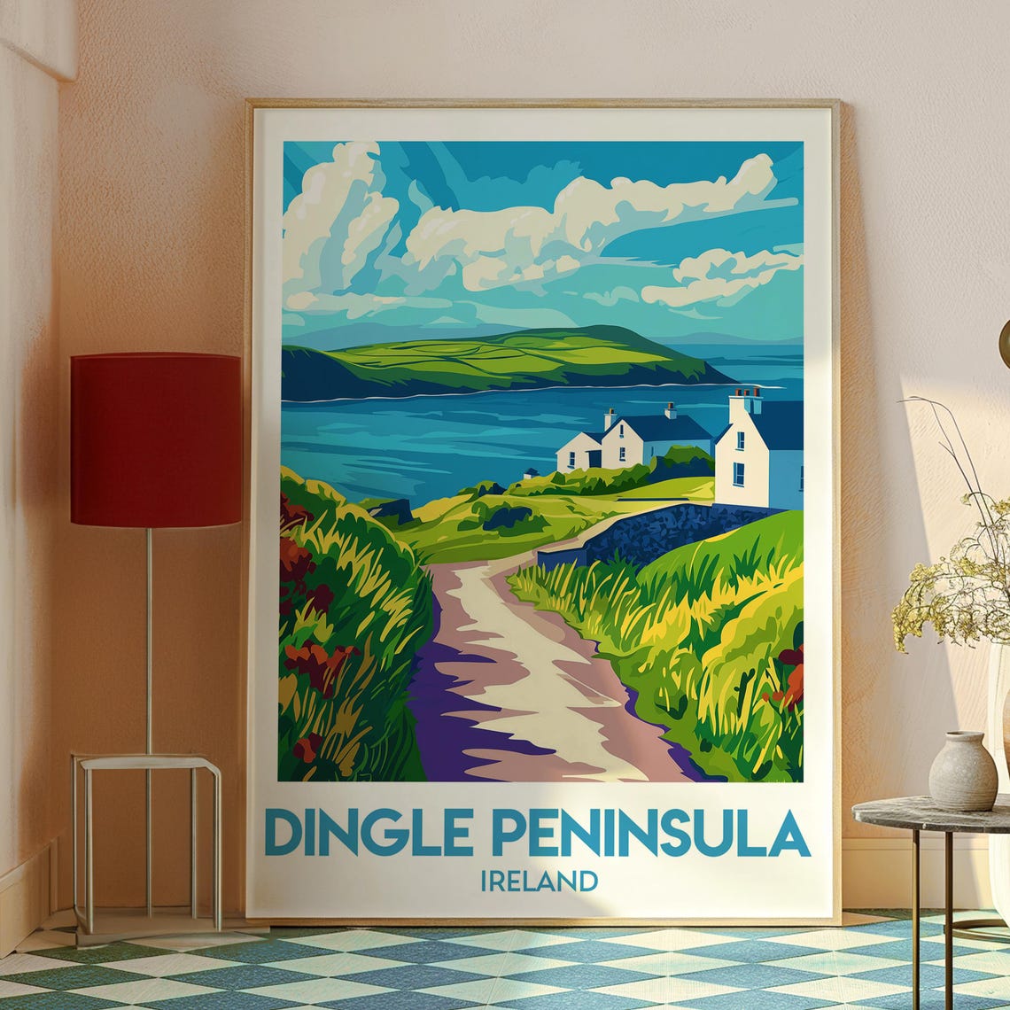 Dingle Peninsula Ireland Retro Travel Poster Coastal Path Cottages - Image 2