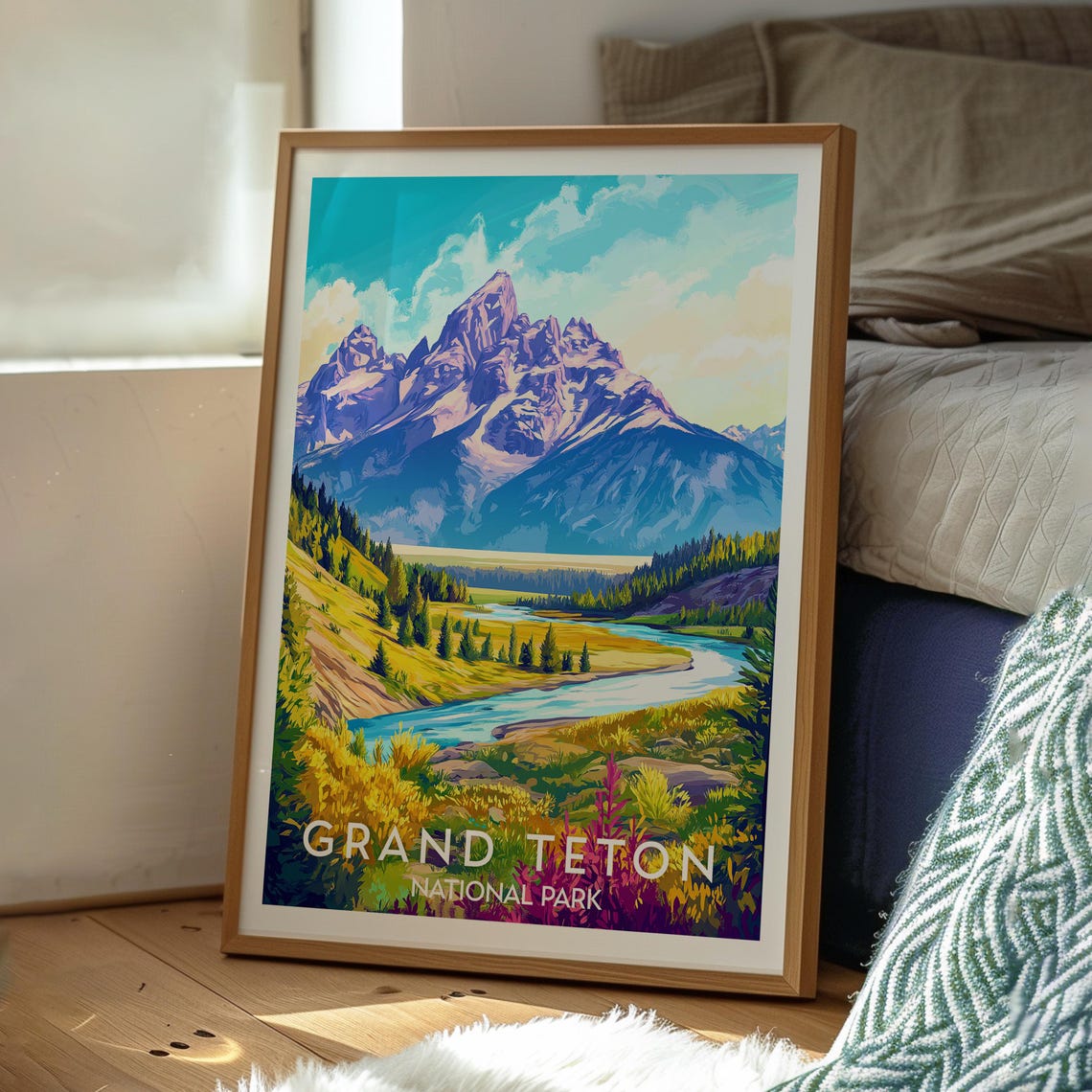 Grand Teton National Park Jagged Mountain Peaks Valley Poster - Image 3