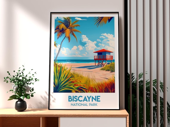 Biscayne National Park Florida Beach Lifeguard Tower Travel Poster
