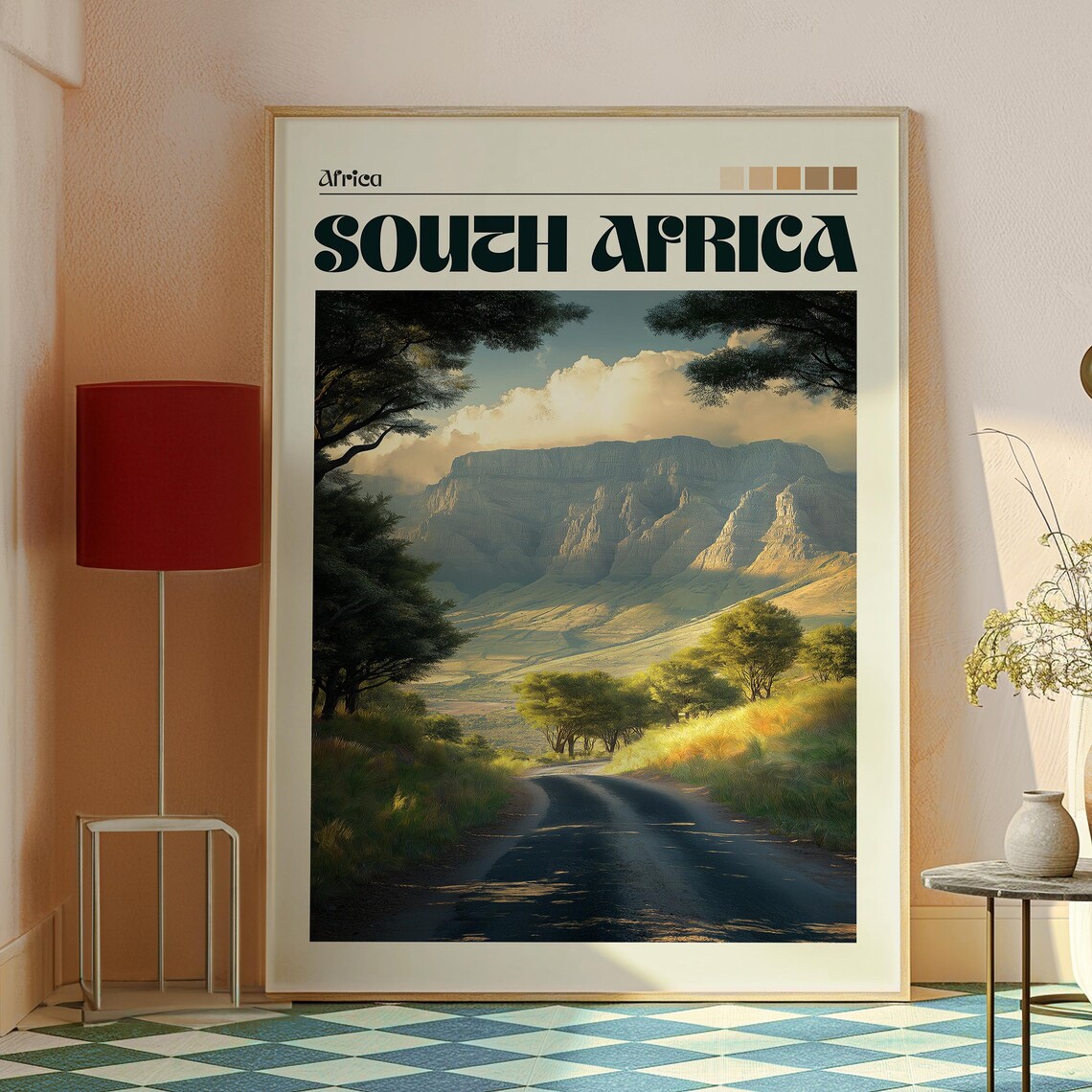 South Africa Mountain Road Safari Landscape Golden Light Travel Poster - Image 2