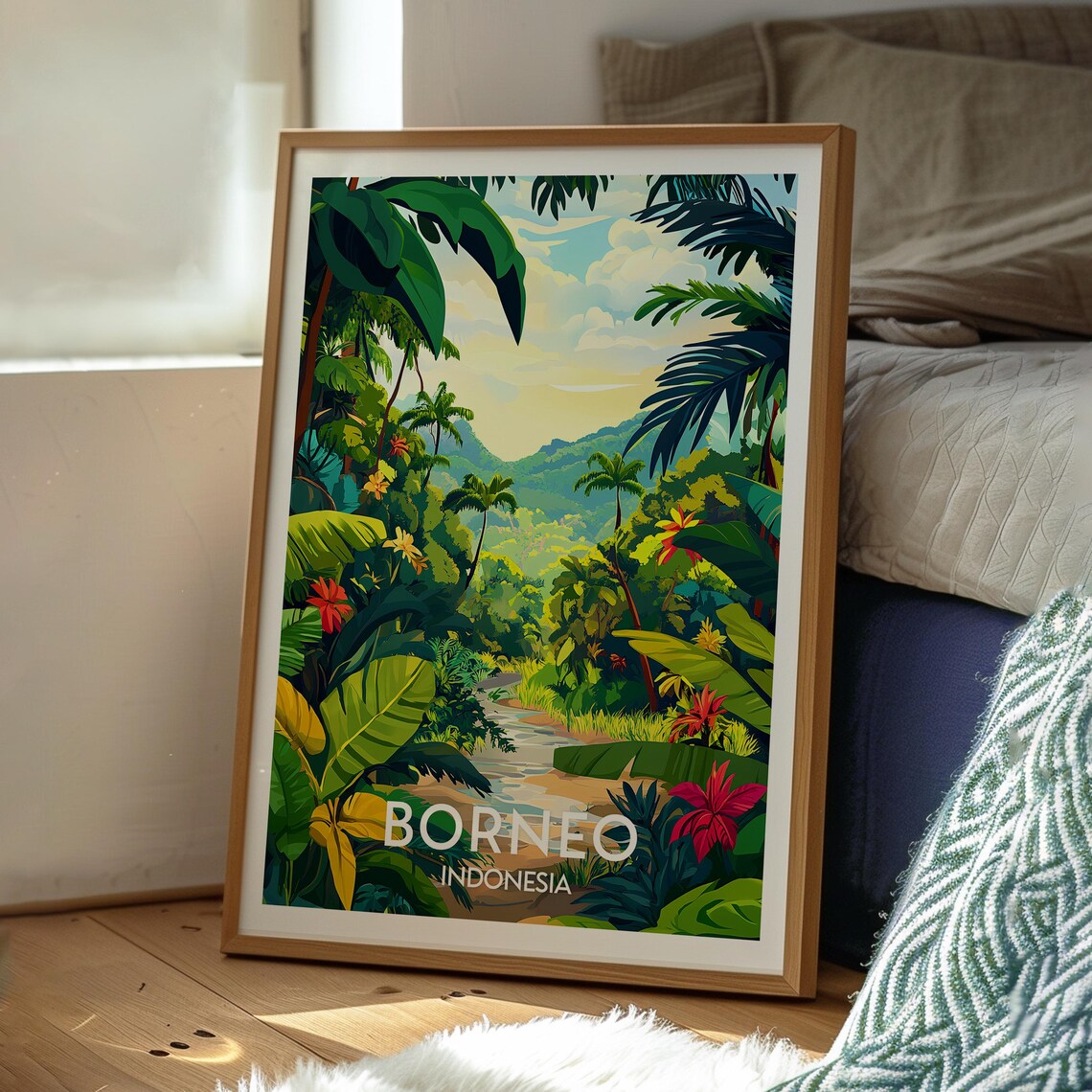 Borneo Indonesia Lush Tropical Rainforest Jungle Travel Poster - Image 3