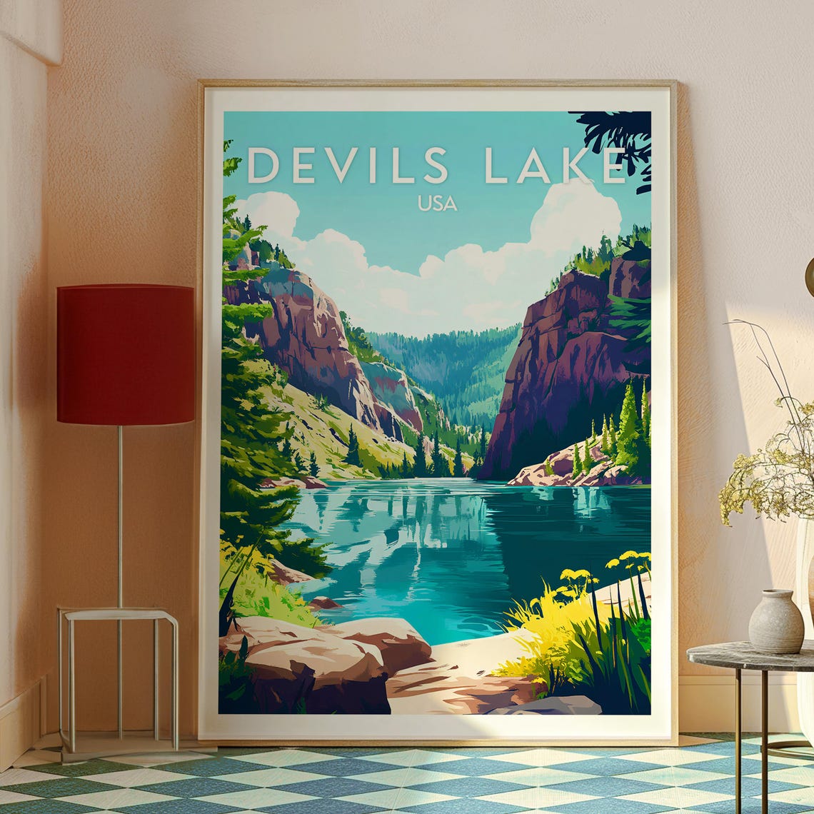 Devils Lake Wisconsin Rocky Cliffs Lake Nature Travel Poster - Image 2
