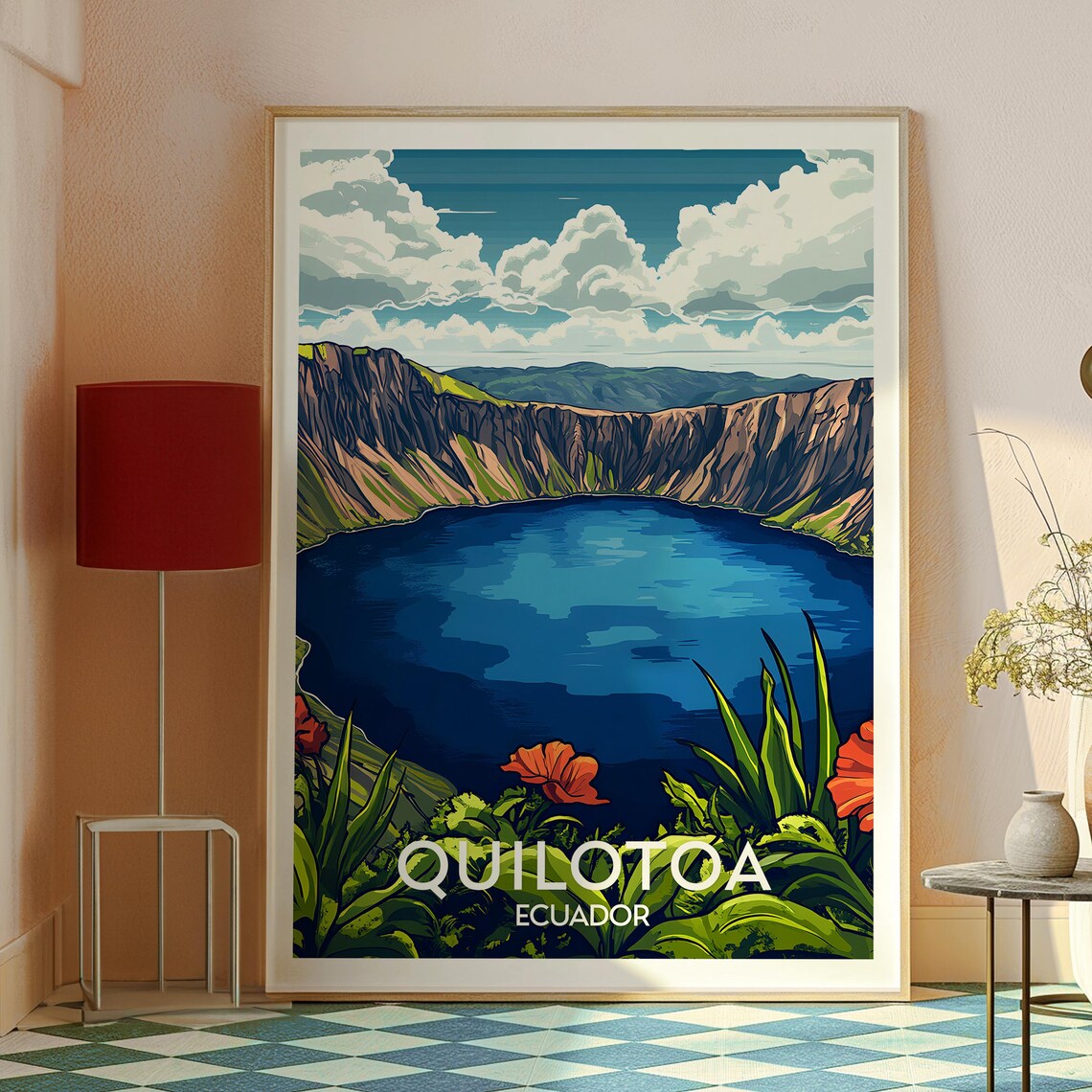 Quilotoa Ecuador Crater Lake Turquoise Highlands Travel Poster - Image 2